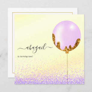 Purple and Gold and Pink Birthday Party Invitation