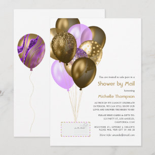 Purple and Gold Baby or Bridal Shower by Mail Invitation