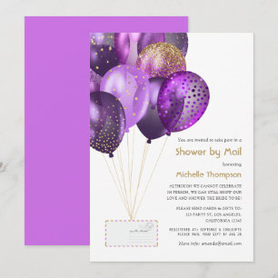 Purple and Gold Baby or Bridal Shower by Mail Invitation