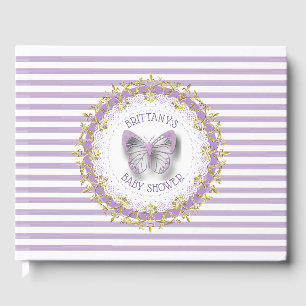 Purple and Gold Baby Personalised Shower Guestbook