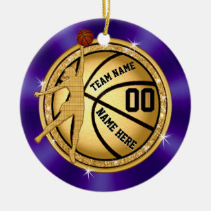 Purple and Gold Basketball Ornament for Girls