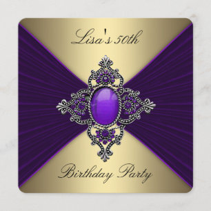 Purple and Gold Birthday Party Invitation