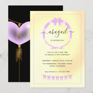 Purple and Gold Birthday Party Invitation