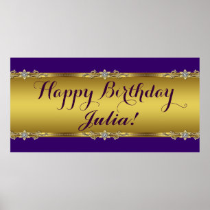 Purple and Gold Birthday Party Poster
