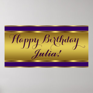 Purple and Gold Birthday Party Poster