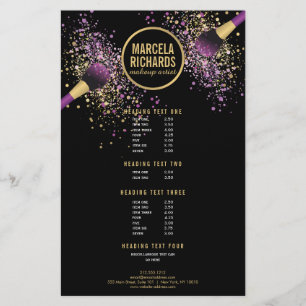 Purple and Gold Blush Confetti Makeup Artist Flyer