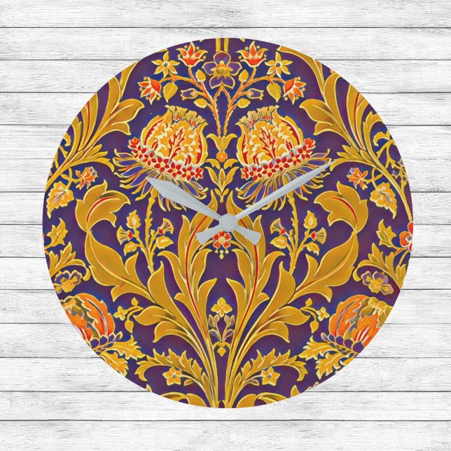 Purple and Gold Botanical Morris Inspired Floral  Large Clock (Creator Uploaded)