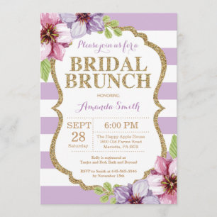 Purple and Gold Bridal Brunch Invitation Floral
