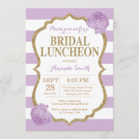 Purple and Gold Bridal Luncheon Invitation Glitter