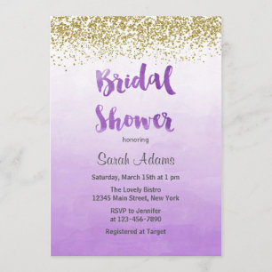 Purple and Gold Bridal Shower Invitation