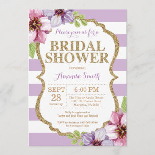 Purple and Gold Bridal Shower Invitation Floral