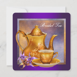 Purple and Gold Bridal Tea Party Invitation