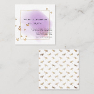 Purple and Gold Brushstrokes Doodle Square Busines Business Card