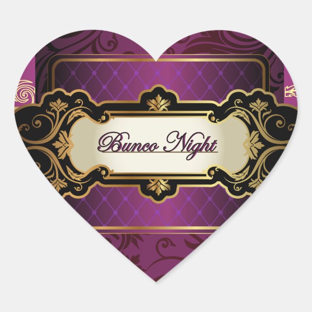 Purple and Gold Bunco Collection Heart Sticker (Front)