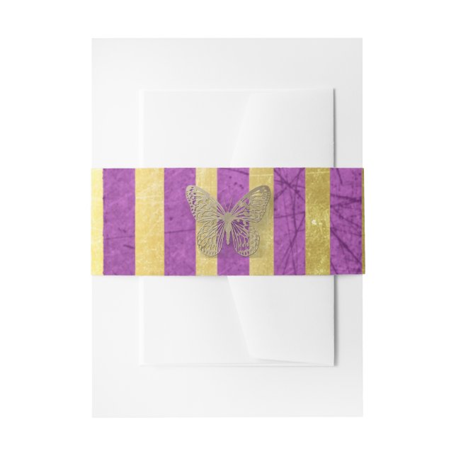 Purple and Gold Butterfly Belly Band Invitation Belly Band (Front Example)