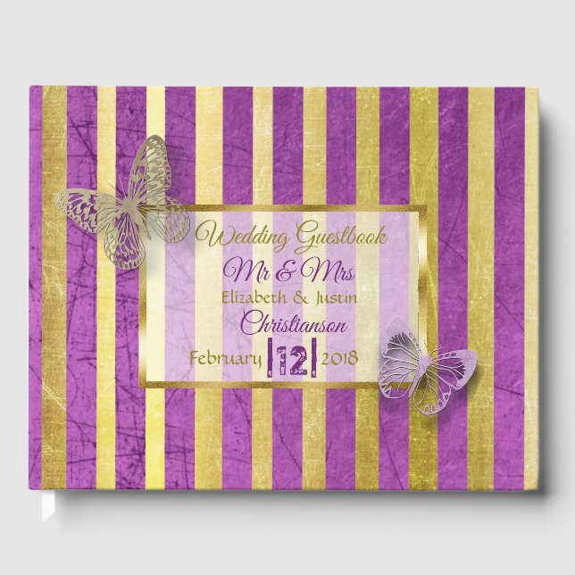 Purple and Gold Butterfly Wedding Book (Front)