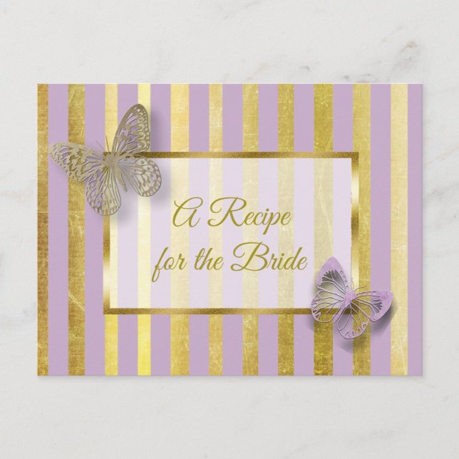 Purple and Gold Butterfly wedding Recipe Card (Front)