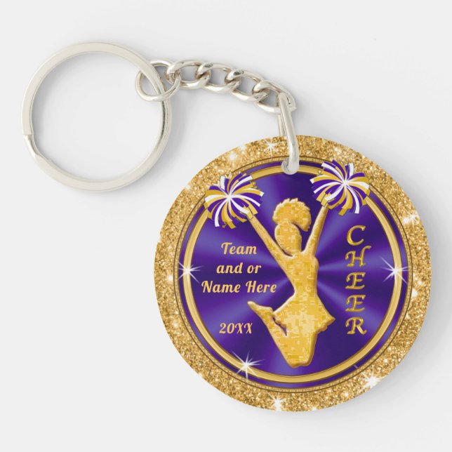 Purple and Gold Cheerleading Keychains Personalise (Front)