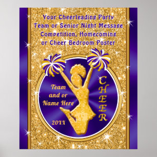 Purple and Gold Cheerleading Posters, Any Occasion Poster