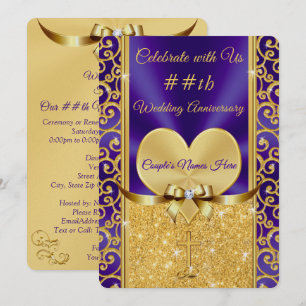 Purple and Gold Christian Anniversary Invitations