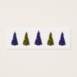 Purple and Gold Christmas Tree Slim Gift Tag