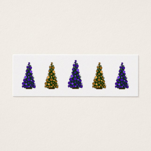 Purple and Gold Christmas Tree Slim Gift Tag (Front)