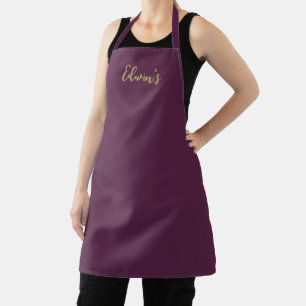 Purple and Gold Custom Business Apron Personalised