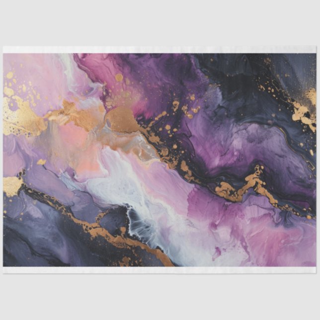 Purple and Gold Decoupage Tissue Paper (Front)