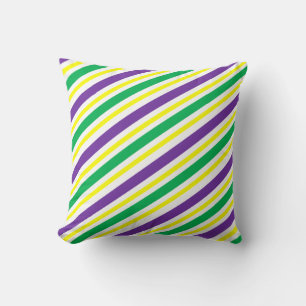Purple and Gold Diagonal Striped Cushion