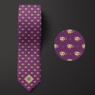 Purple and Gold Dragon in Profile with Monogram Tie