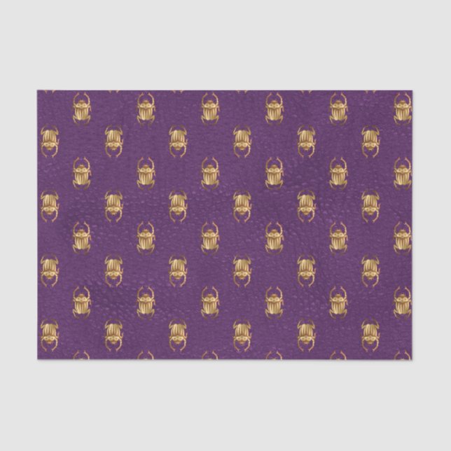 Purple and gold  Egyptian scarab Tissue Paper (Front)