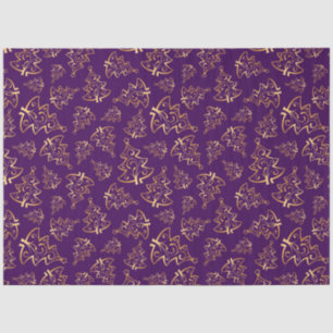 Purple and Gold Elegant Christmas Trees Tissue Paper
