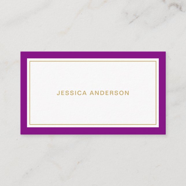 Purple And Gold Elegant Feminine Business Card (Front)
