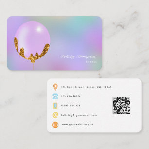 Purple and Gold Event Planner QR Code Business Card