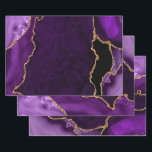 Purple and Gold Faux Glitter Agate Wrapping Paper Sheet<br><div class="desc">These elegant and glamourous wrapping paper sheets are versatile and can be used for giving gifts or art and craft projects. It is ideal for any occasion such as birthdays, weddings, bridal showers, baby showers, anniversaries or general gifts. It features purple marble agate on a distressed purple background. The faux...</div>