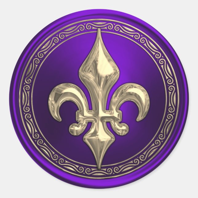 Purple and Gold Fleur de Lis Envelope Seal