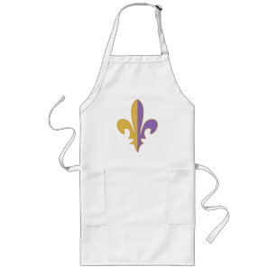 Purple and Gold fleur de lis Long Apron