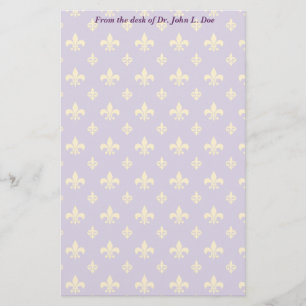 Purple and Gold Fleur de lis Stationery