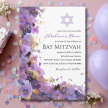 Purple and Gold Floral Bat Mitzvah