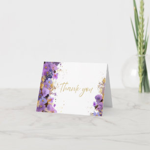 Purple and Gold Floral Bat Mitzvah Thank You Card