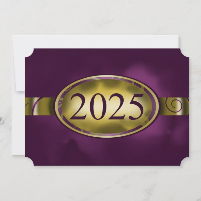 Purple and Gold Floral Button 2025 Card (Front)