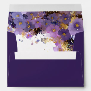 Purple and Gold Floral Envelope