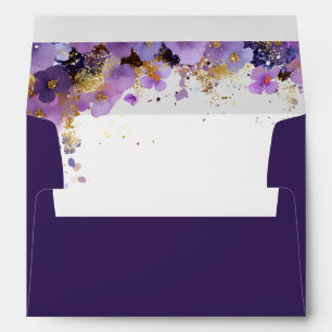 Purple and Gold Floral Envelope