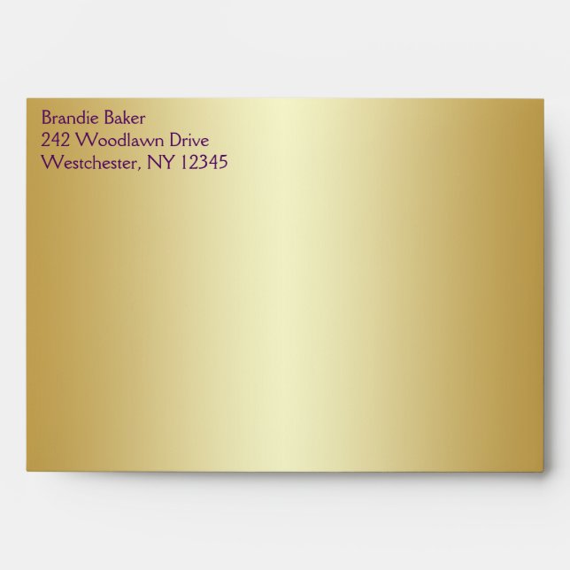 Purple and Gold Floral Envelope fits 5x7 Sizes (Front)