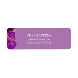 Purple And Gold Floral Return Address Labels