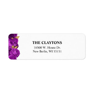 Purple And Gold Floral Return Address Labels