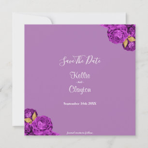Purple And Gold Floral Save The Date