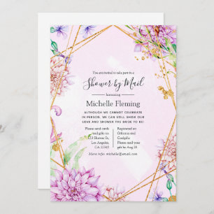 Purple and Gold Floral Shower by Mail Invitation