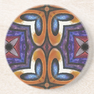 Purple and Gold Floral Tiles Coaster