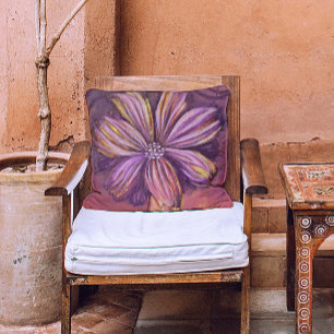 Purple And Gold Floral Watercolor Vibrant Bold Cushion